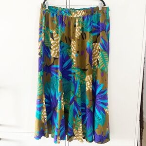 Vintage Tropical Silk Maxi Skirt